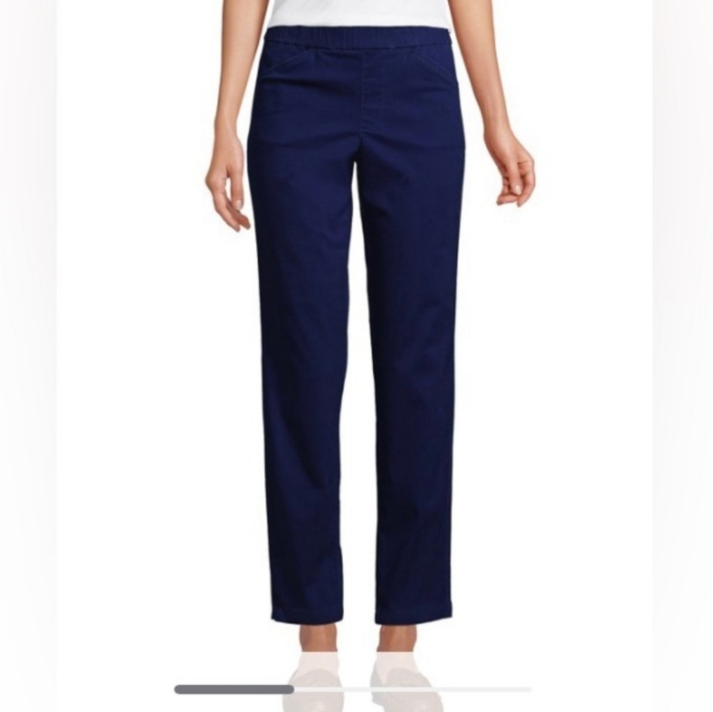 Lands' End Women's Blue Chino Ankle Pants Plus Size Casual Pants Size 30W